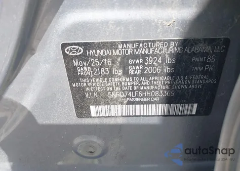 2017 Hyundai Elantra Se из США, поврежденный, VIN 5NPD74LF6HH083369